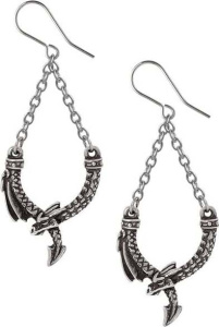 Alchemy Gothic Dragon`s Lure Danglers náušnice stríbrná