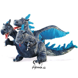 Modrý tříhlavý drak plyšový 30 × 15 × 22cm Folkmanis