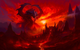 Plakát Dragon in Burning Flames